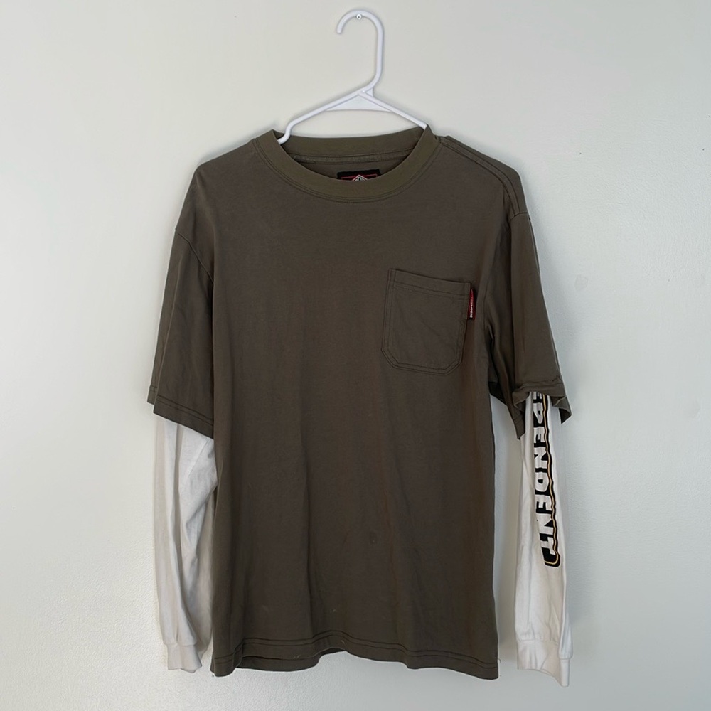 INDEPENDENT TRUCK CO. | LONG SLEEVE TEE | OLIVE & WHITE | MEDIUM